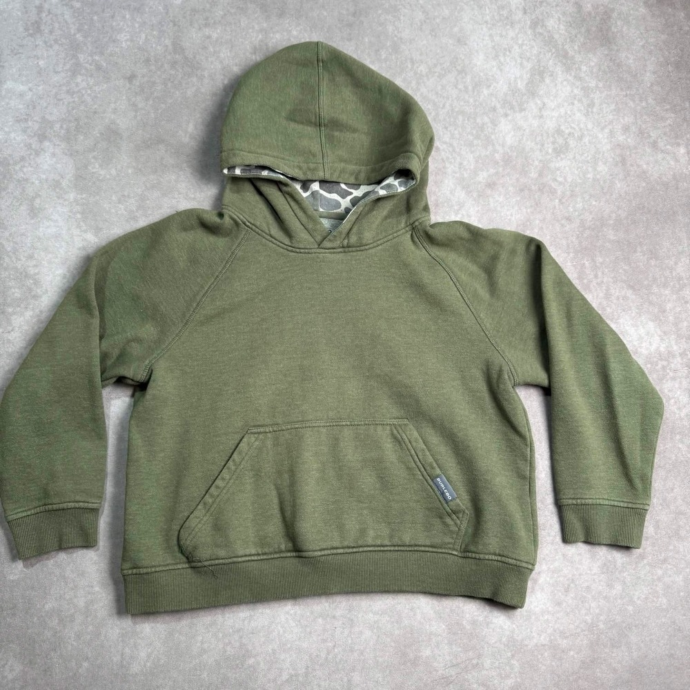 Burlebo Youth Boys XL 14-16 Hoodie Olive Green Camo Lined Raglan Pullover